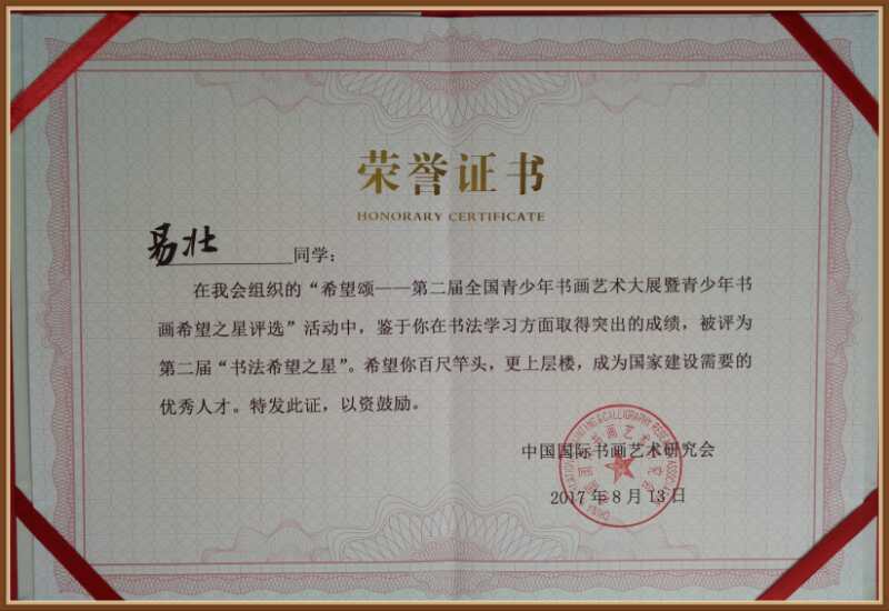 希望颂,全国青少年书画艺术大展,青少年书画,中国国际书画研究会